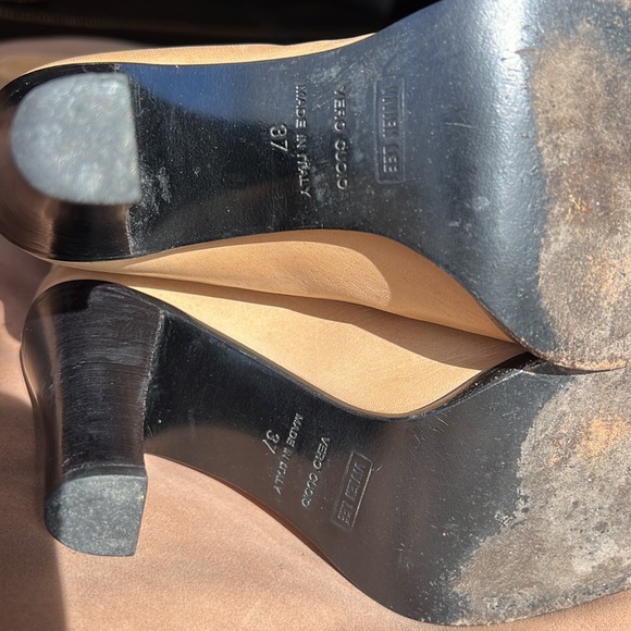 Vivian Lee Metallic Gold Tan Boot w/Embellished Pearl Bronze Lacing.  Sz 37 - Picture 8 of 13